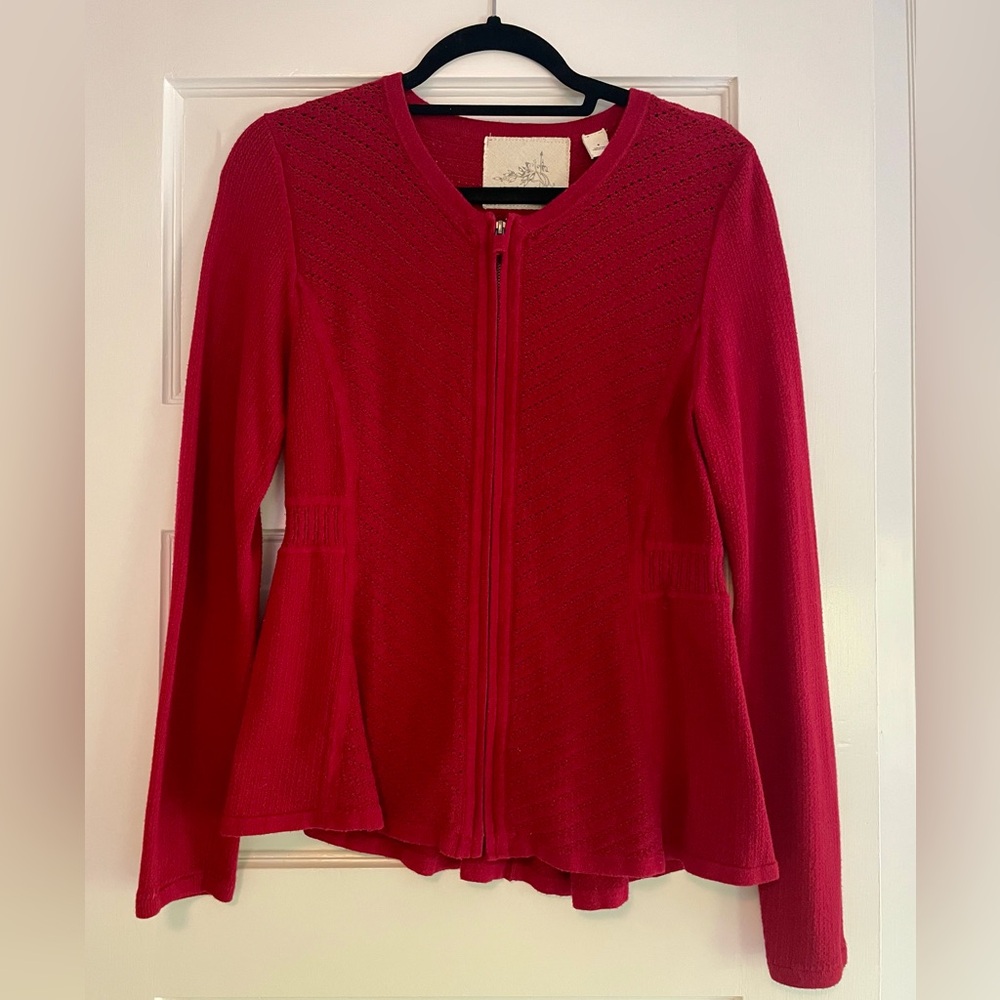 Anthropologie / Angel Of The North Cherry Red Knit Cardigan